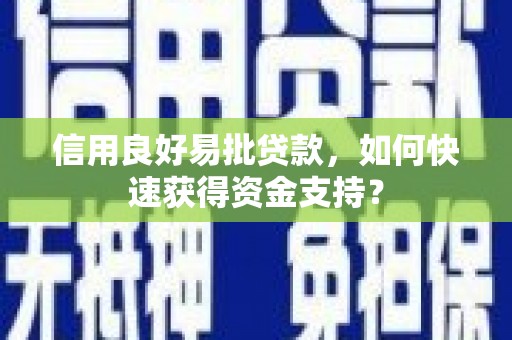 美溪信用良好易批贷款，如何快速获得资金支持？