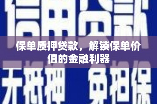 美溪保单质押贷款，解锁保单价值的金融利器