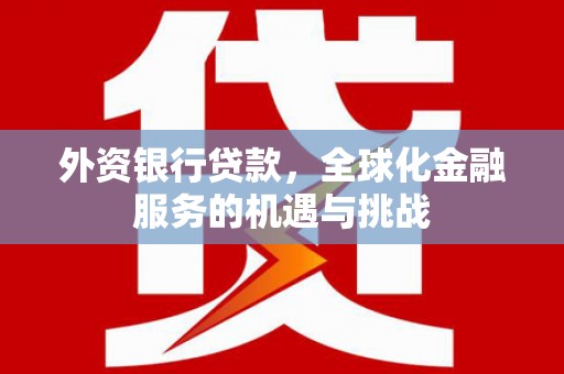 美溪外资银行贷款，全球化金融服务的机遇与挑战