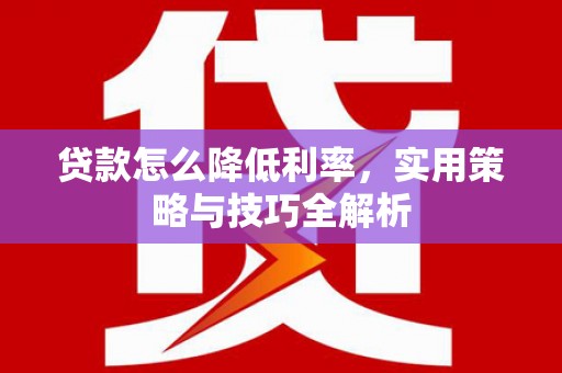 美溪贷款怎么降低利率，实用策略与技巧全解析